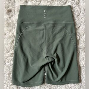 WILO The Label Sage Green Ribbed Biker Shorts